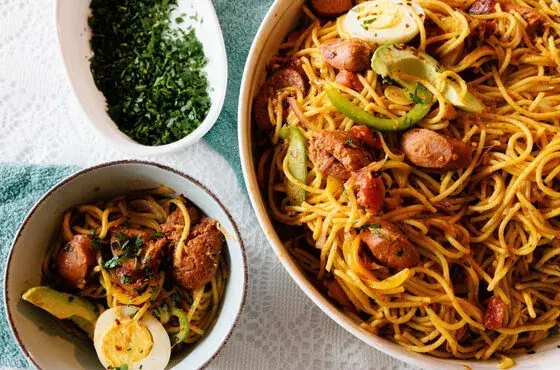 Haitian spaghetti, plated