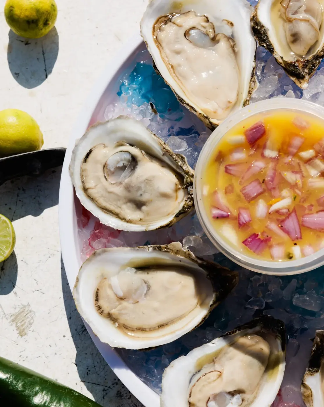 Fresh oysters from the Indian River Lagoon, served with orange mignonette
